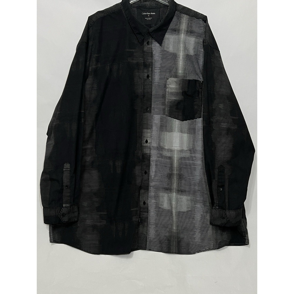Calvin Klein Long Sleeve Button Shirt Mix Pattern Design Men 3XL See Measurement